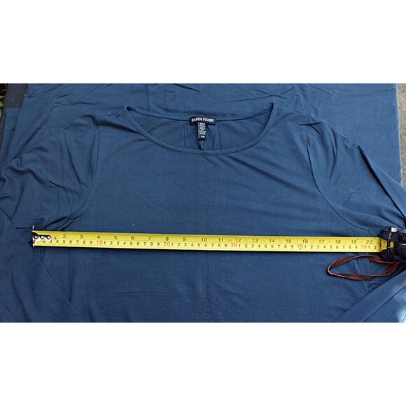 Eileen Fisher - Bateau Neck Maxi Dress in Viscose Jersey, Storm Blue, Large - Picture 7 of 8